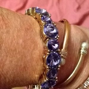 Purple rhinestone bracelet with magnetic clasp
